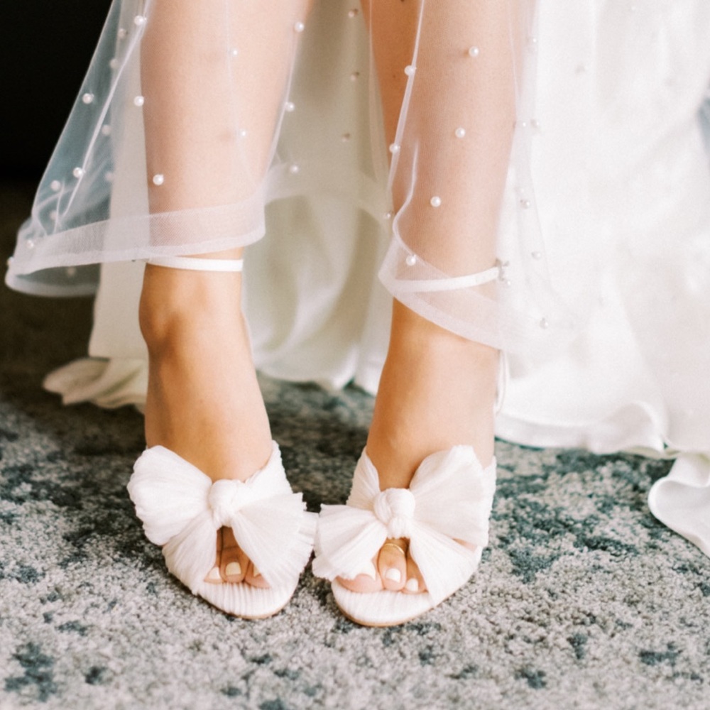 Loeffler Randall Camellia Pearl Pleated Bow Heel